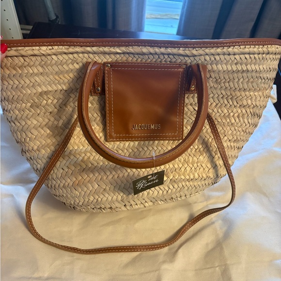 Jacquemus Tan and Cream Woven Tote Bag - Picture 9 of 9